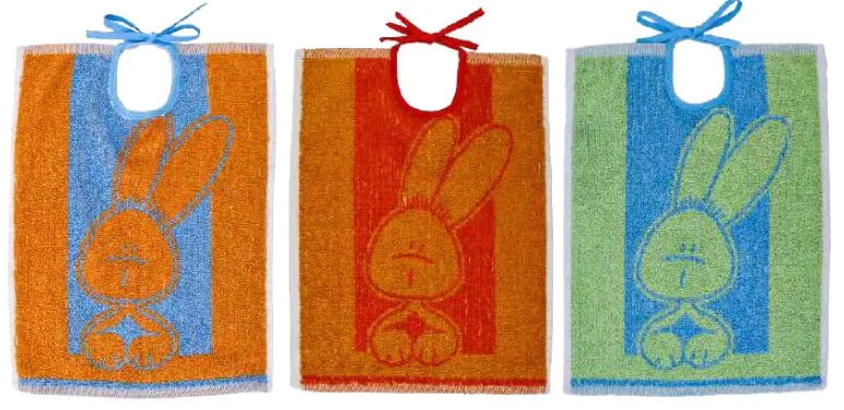 Bavoirs assortis à lacette Lapins (lot de 6)